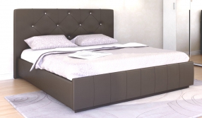 Кровать Лина без основания Экокожа, 140х200 (коричневый)
